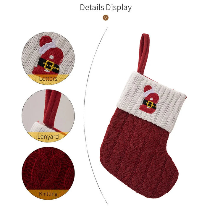Creative Christmas Stocking Knitted Letter Embroidery DIY Name Gift Sock for Holiday Decoration - B - 2