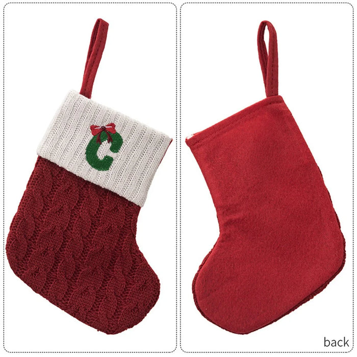 Creative Christmas Stocking Knitted Letter Embroidery DIY Name Gift Sock for Holiday Decoration - B - 3