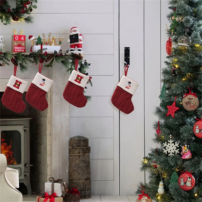 Creative Christmas Stocking Knitted Letter Embroidery DIY Name Gift Sock for Holiday Decoration - B - 5