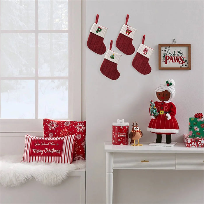 Creative Christmas Stocking Knitted Letter Embroidery DIY Name Gift Sock for Holiday Decoration - B - 6