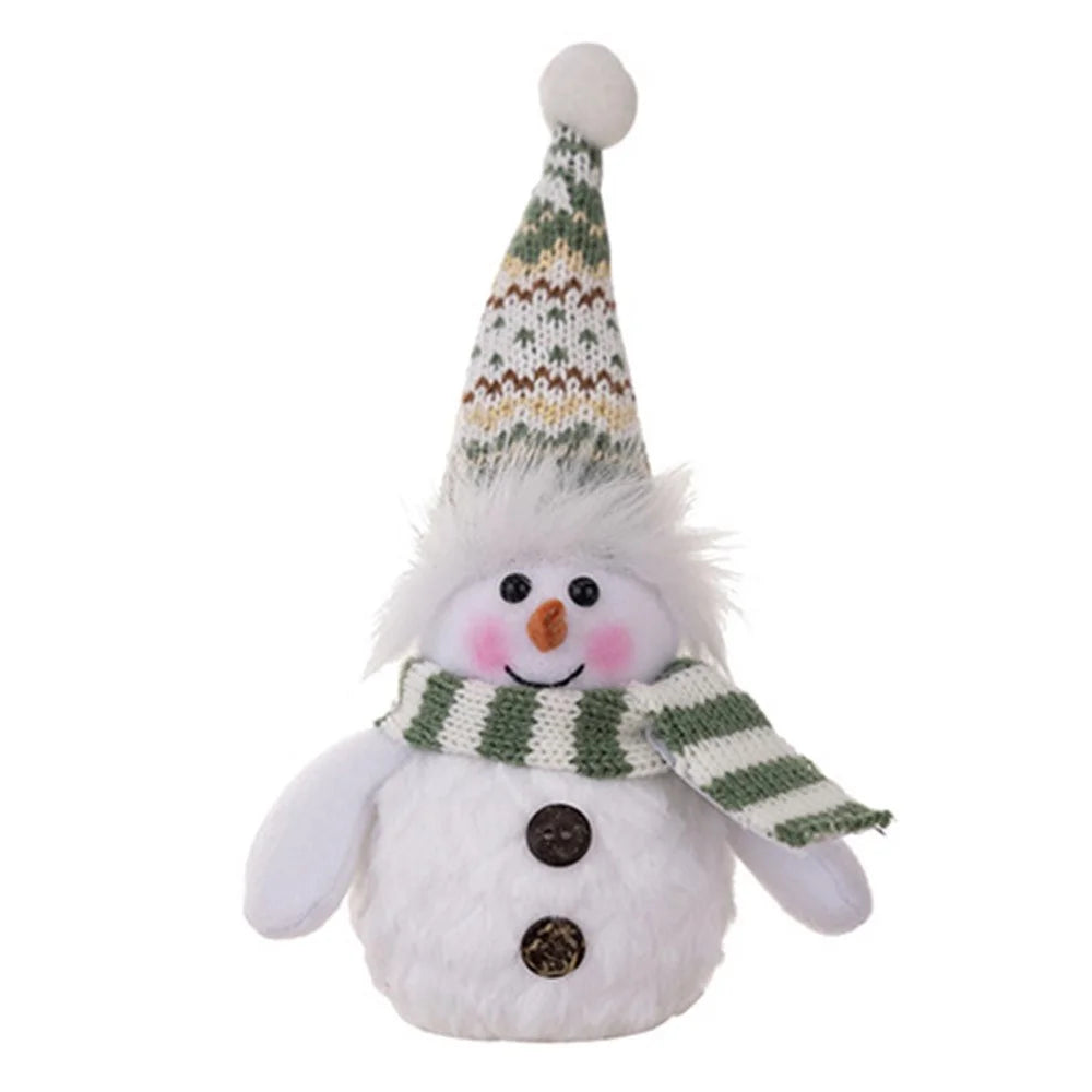 Christmas Snowman Decoration with Knitted Hat LED Light Doll Winter Holiday Gift Home Decor Festive Atmosphere Ornament - Pointed Hat - 1