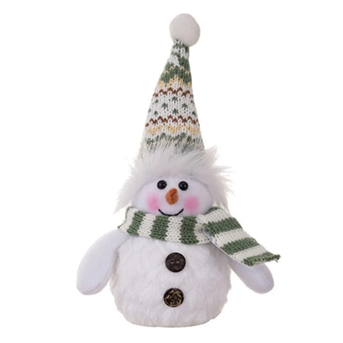 Christmas Snowman Decoration with Knitted Hat LED Light Doll Winter Holiday Gift Home Decor Festive Atmosphere Ornament - Pointed Hat - 1