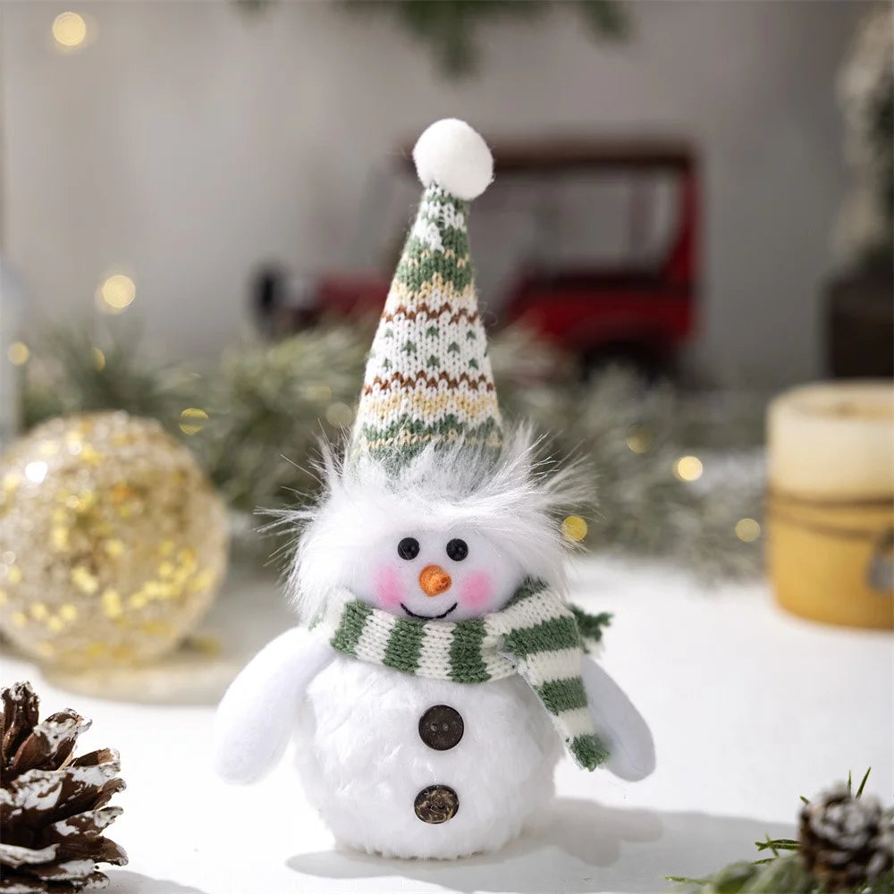Christmas Snowman Decoration with Knitted Hat LED Light Doll Winter Holiday Gift Home Decor Festive Atmosphere Ornament - Pointed Hat - 3