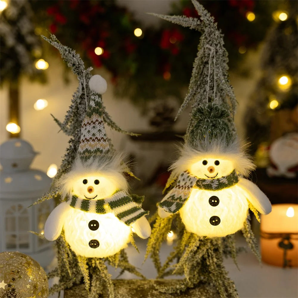 Christmas Snowman Decoration with Knitted Hat LED Light Doll Winter Holiday Gift Home Decor Festive Atmosphere Ornament - Pointed Hat - 5