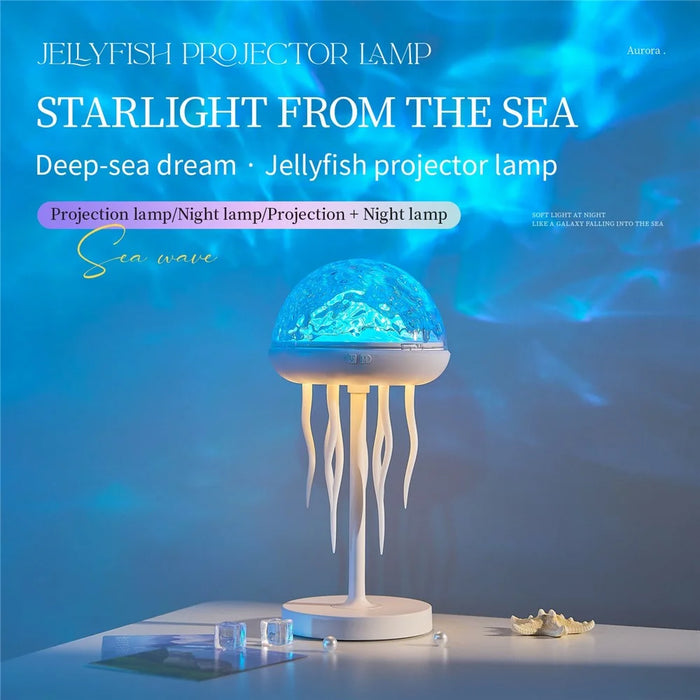 Jellyfish Shape Dimmable Night Light Wave Pattern Projector Atmosphere Lamp with Remote for Bedroom - 2