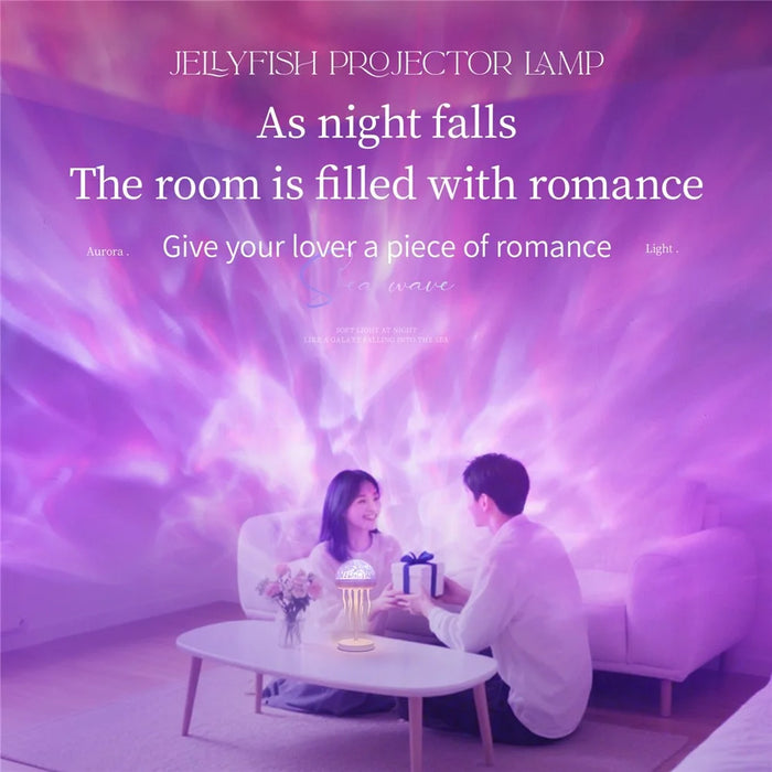 Jellyfish Shape Dimmable Night Light Wave Pattern Projector Atmosphere Lamp with Remote for Bedroom - 3