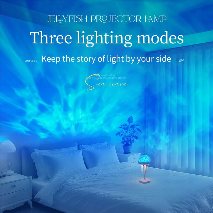 Jellyfish Shape Dimmable Night Light Wave Pattern Projector Atmosphere Lamp with Remote for Bedroom - 5