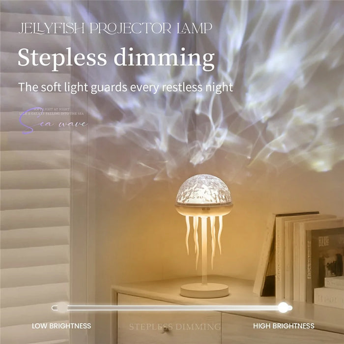 Jellyfish Shape Dimmable Night Light Wave Pattern Projector Atmosphere Lamp with Remote for Bedroom - 7