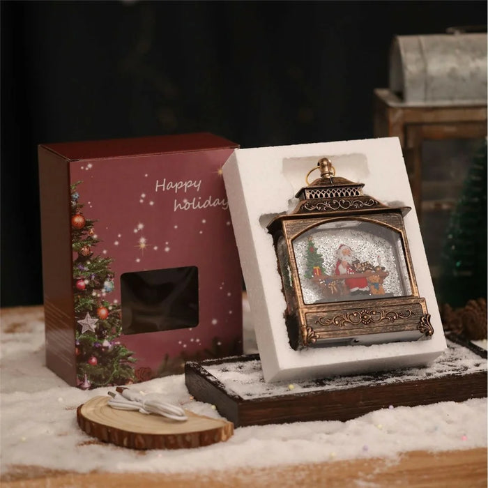 Christmas Lantern Music Box Desktop Night Light Holiday Decoration Gift for Party / Home - Reindeer - 7