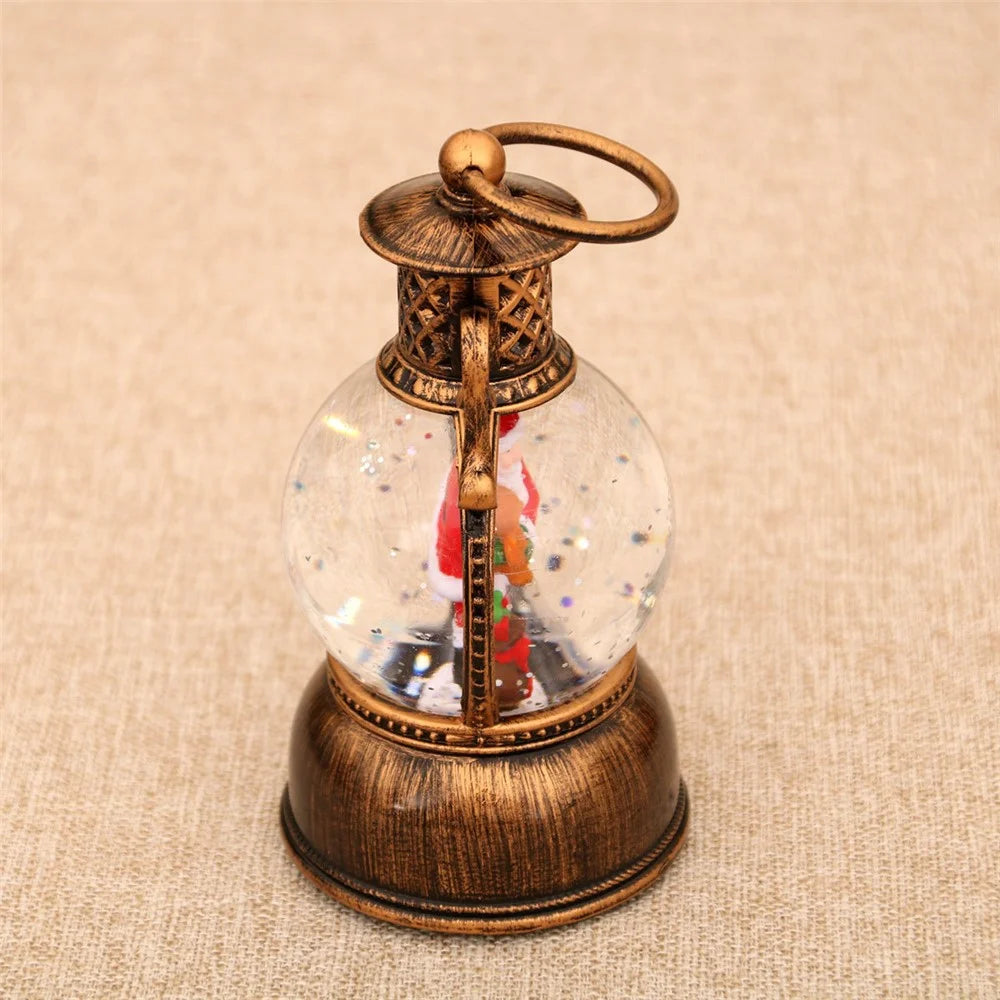 Christmas Gift Snow Globe Light with Music / Handle / Resin Figurine Holiday Decoration Table Lantern Ornaments - Santa Claus and Bear - 2