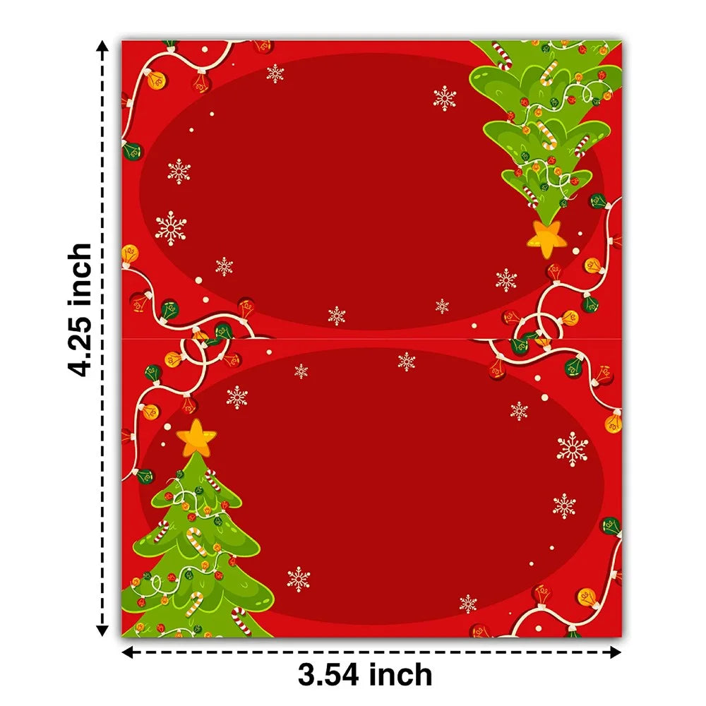 50Pcs Holiday Table Place Cards Gift Christmas Tent Cards Blank Fillable Pearlescent Cardstock for Christmas Dinner - 5