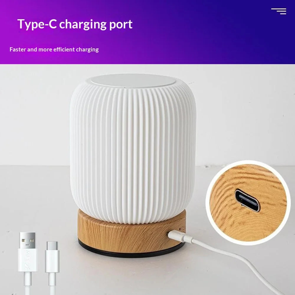 Wood Grain Touch Control Night Light RGB Color Changing Mood Lamp with Remote Control  /  Music Follow Bedside Table Lamp - 4