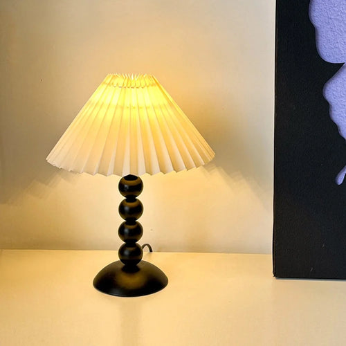 USB Powered Single Color Warm Light Night Lamp Eye-Caring Bedside Ambient Light for Bedroom Decoration - Black  /  Beige Lamp Cover - 1