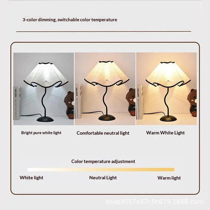 Modern Simplicity Bedside Lamp Flower Petal Retro Table Light 3 Color Adjustable 7W Decorative Night Light, EU Plug - 3