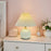 12W Pleated Table Lamp 3 Level Brightness Bedside Night Light Eye-Caring Flicker-Free Warm Light Lamp - Beige Lampshade  /  Cream Color Base, EU Plug - 3