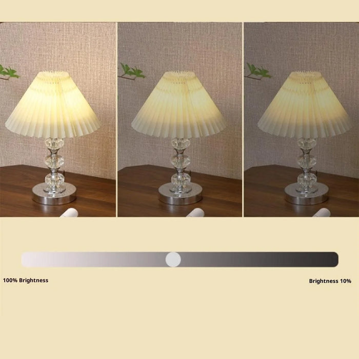 Crystal Retro Table Lamp with 3 Color Adjustable Minimalist USB Powered Bedside Night Light for Living Room / Bedroom - Beige - 4