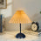 Pleated Table Lamp Single Color Warm Light Bedside Light USB Powered Night Light with Metal Base for Bedroom - Khaki - 2