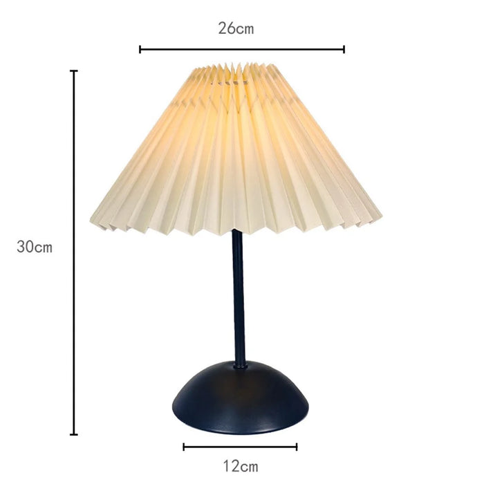 Pleated Table Lamp Single Color Warm Light Bedside Light USB Powered Night Light with Metal Base for Bedroom - Khaki - 5