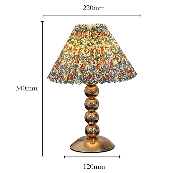 Pleated Table Lamp 12W 3-Color Adjustable Desk Light Bedside Ambient Lighting Gold Body Nordic Style, EU Plug - Floral - 5