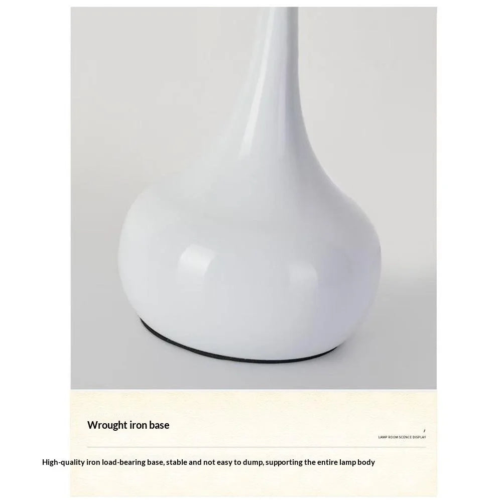 Nordic Style Bedside Table Lamp 12W 3 Brightness Levels Dimmable Night Light Glass Petal Design for Bedroom / Study, EU Plug - White - 5