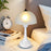 Nordic 7W Glass Petal Table Lamp 3 Color Dimmable Lamp Flicker-Free Eye-Care Light for Bedroom Study, EU Plug - Petal Glass Lampshade  /  White - 1