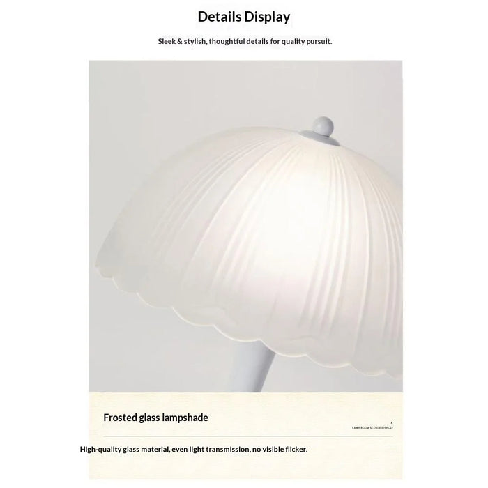 Nordic 7W Glass Petal Table Lamp 3 Color Dimmable Lamp Flicker-Free Eye-Care Light for Bedroom Study, EU Plug - Petal Glass Lampshade  /  White - 4