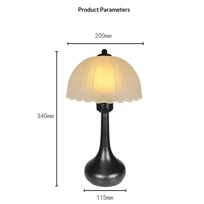 Nordic 7W Glass Petal Table Lamp 3 Color Dimmable Lamp Flicker-Free Eye-Care Light for Bedroom Study, EU Plug - Petal Glass Lampshade  /  White - 6