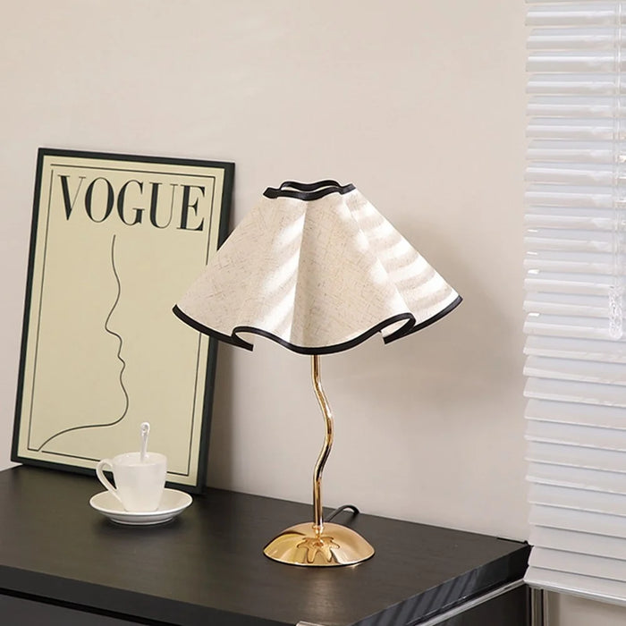 Nordic 7W Petal Umbrella Table Lamp 3-Level Dimmable Bedside Lamp Fabric Lampshade Ambient Night Light with Metal Base for Bedroom - EU Plug - 2