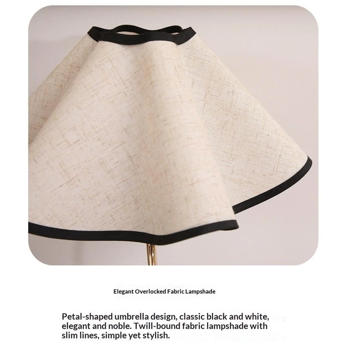 Nordic 7W Petal Umbrella Table Lamp 3-Level Dimmable Bedside Lamp Fabric Lampshade Ambient Night Light with Metal Base for Bedroom - EU Plug - 6
