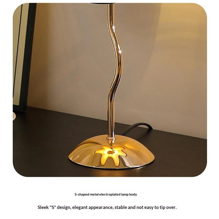 Nordic 7W Petal Umbrella Table Lamp 3-Level Dimmable Bedside Lamp Fabric Lampshade Ambient Night Light with Metal Base for Bedroom - EU Plug - 7