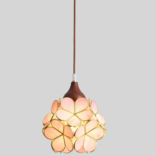 French Retro Chandelier Water Ripple Glass Ceiling Light 3 Color Dimmable Pendant Light for Dining Room Bar Bedroom - Model A  /  Walnut - 1