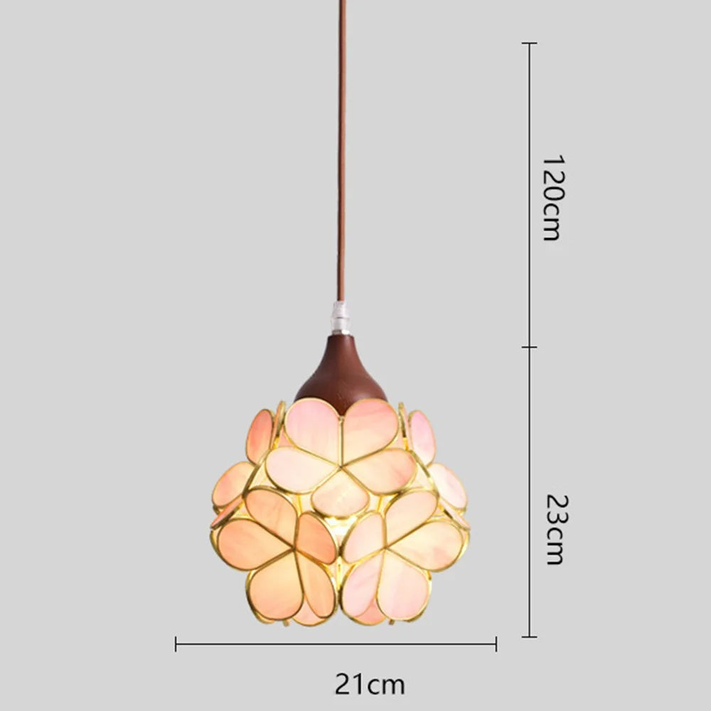 French Retro Chandelier Water Ripple Glass Ceiling Light 3 Color Dimmable Pendant Light for Dining Room Bar Bedroom - Model A  /  Walnut - 2