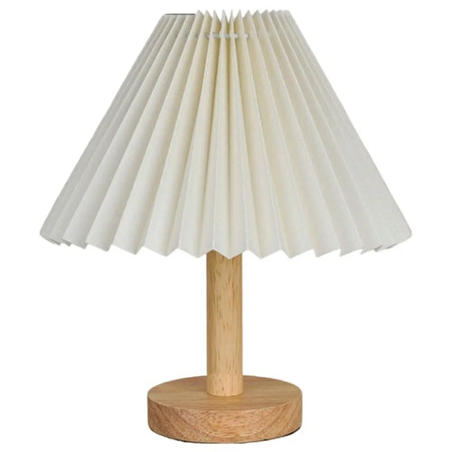 Vintage Pleated Table Lamp with 3-Color Stepless Dimming USB Powered Bedside Light for Bedroom Decor Creative Gift - Beige - 1