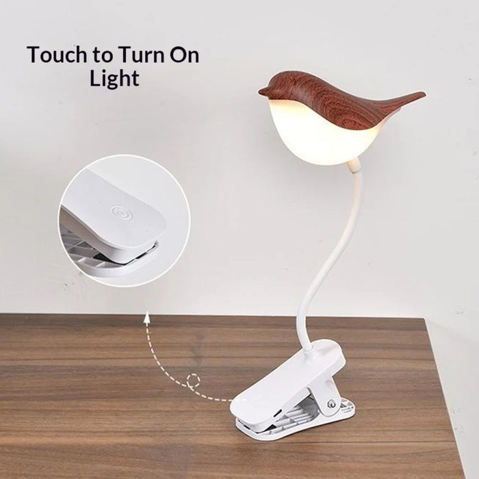 Rechargeable Bird Clip-On Lamp Eye-Care LED Reading Light with Adjustable Brightness  /  Color Temperature for Home Bedroom - Gold - 3