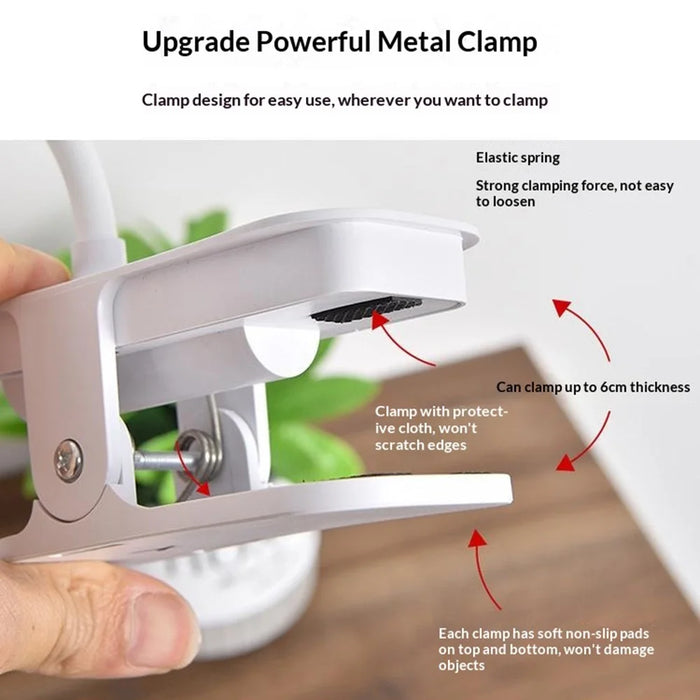 Rechargeable Bird Clip-On Lamp Eye-Care LED Reading Light with Adjustable Brightness  /  Color Temperature for Home Bedroom - Gold - 6
