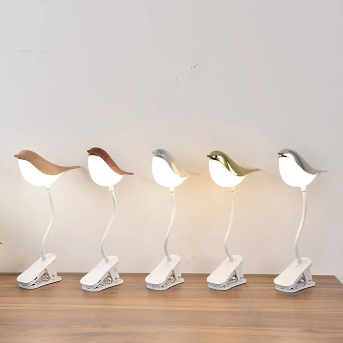 Rechargeable Bird Clip-On Lamp Eye-Care LED Reading Light with Adjustable Brightness  /  Color Temperature for Home Bedroom - Gold - 7