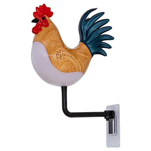 Rooster Ornament Wall Night Light for Bedroom Hallway USB Rechargeable Aromatherapy Lamp with Touch  /  Remote Control and Rooster Sound - Maple Wood Grain - 1