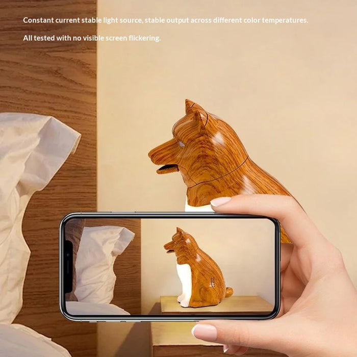 USB Rechargeable Lucky Dog Table Lamp Touch  /  Remote Control Creative Aromatherapy Night Light Gift with Dog Sound for Bedroom - Maple Wood Grain - 6