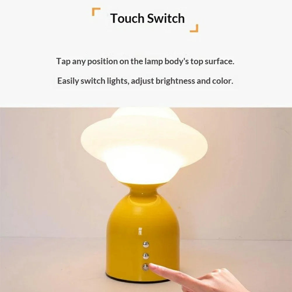 Modern Minimalist Night Light Bedside Table Lamp with Touch Control 3 Color Temperatures Desk Light - Yellow - 2