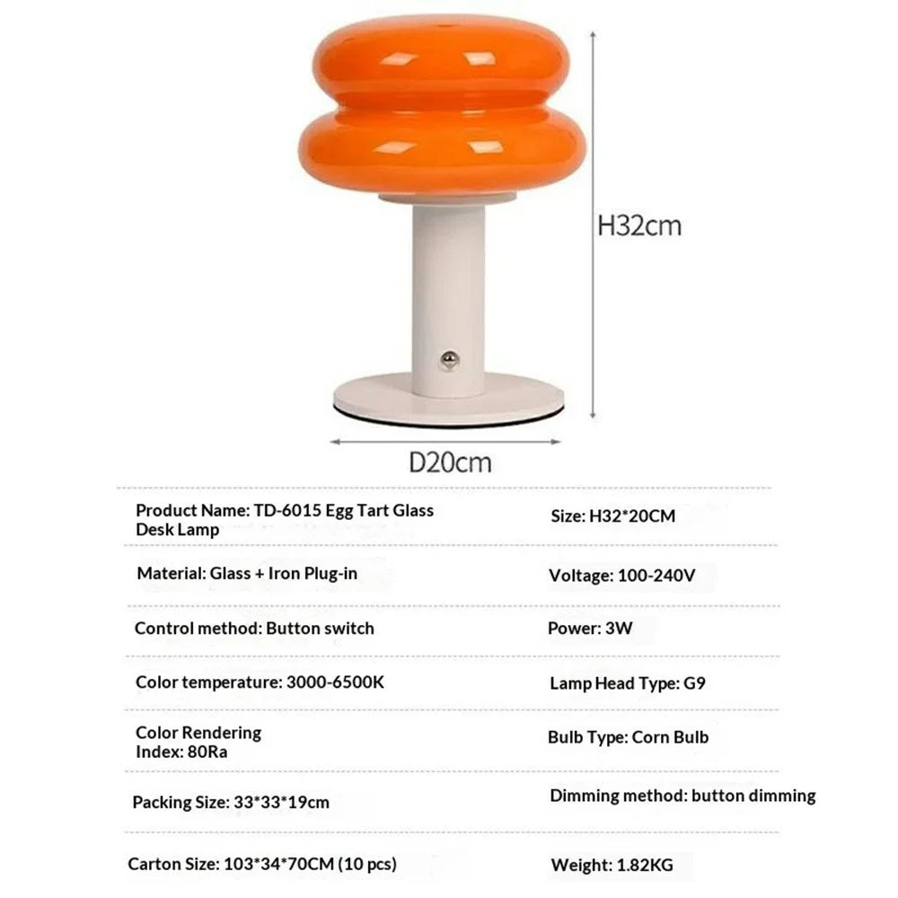 Cream Glass Table Lamp Eye-Care Bedside Light Atmosphere Night Lamp for Bedroom / Coffee Shop - Cream Color - 7