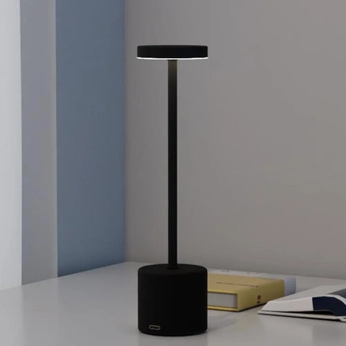 Metal LED Charging Table Lamp Touch Control Desk Ambient Light USB Rechargeable Night Light for Dining Room Bedroom - Black - 1