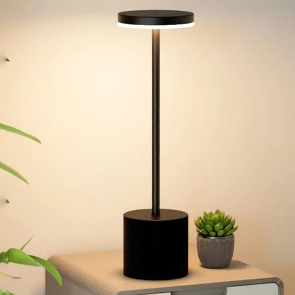 Metal LED Charging Table Lamp Touch Control Desk Ambient Light USB Rechargeable Night Light for Dining Room Bedroom - Black - 3