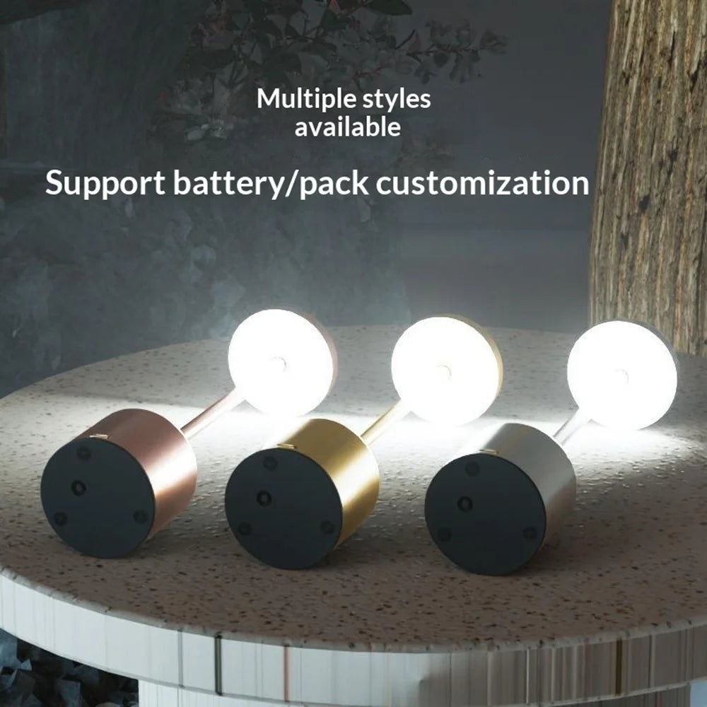 Metal LED Charging Table Lamp Touch Control Desk Ambient Light USB Rechargeable Night Light for Dining Room Bedroom - Black - 4