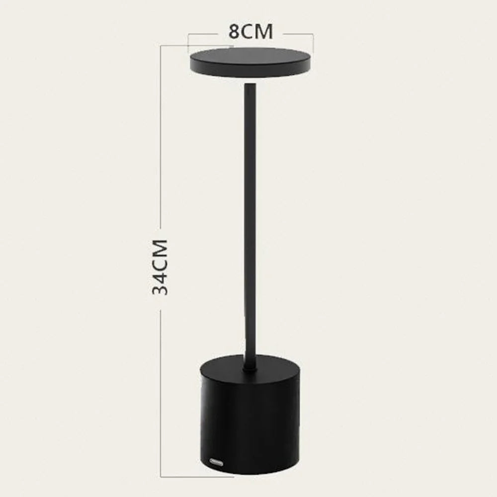 Metal LED Charging Table Lamp Touch Control Desk Ambient Light USB Rechargeable Night Light for Dining Room Bedroom - Black - 7