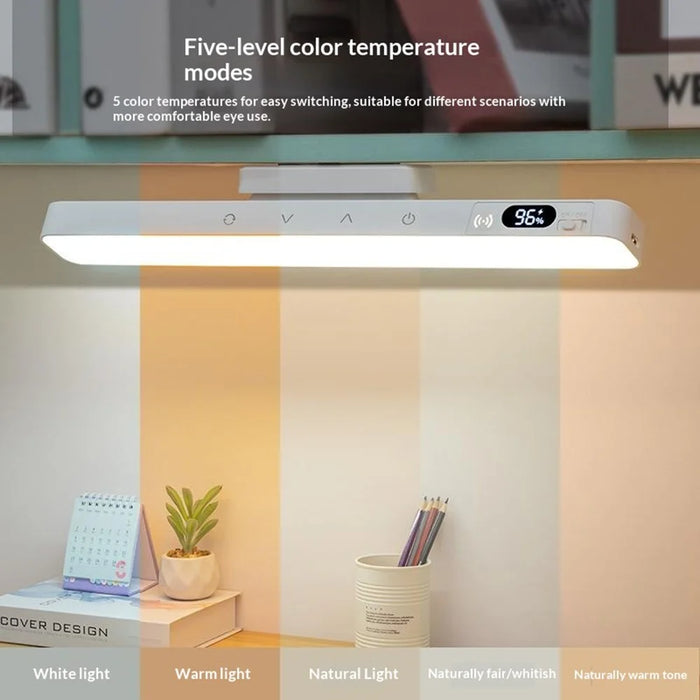 A29R Stepless Dimmable LED Desk Lamp 5 Color Temperature Display Long Bar Magnetic Light Touch Control  /  Remote Control - White - 3