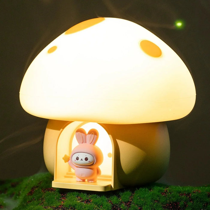 TW-L94 Cute Mushroom Shape Night Light for Kids Room Touch Control Silicone Bedside Table Lamp with Timer - Yellow - 1