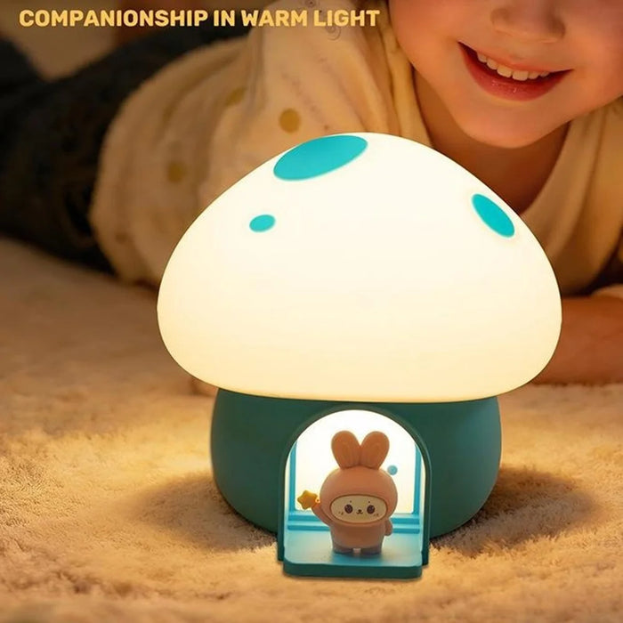 TW-L94 Cute Mushroom Shape Night Light for Kids Room Touch Control Silicone Bedside Table Lamp with Timer - Yellow - 5