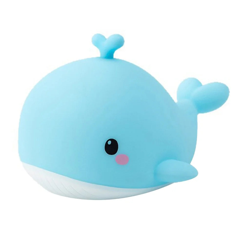 PP-D06 Whale Shape Night Light for Kids Room 3 Brightness Levels USB Rechargeable Touch Control Silicone Bedside Lamp - Blue - 2