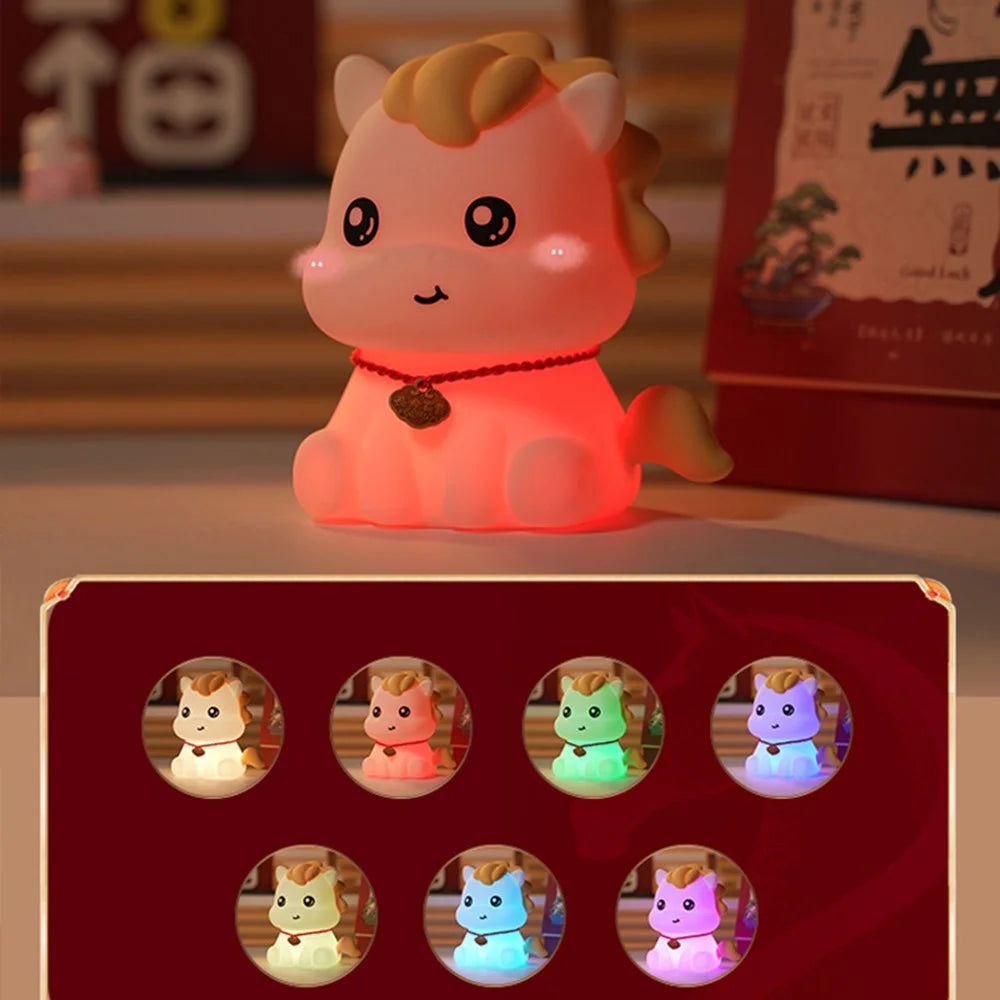 JXJA095 7 Color Mood Lamp Horse Shape APP Touch Control Silicone Bedside Night Light with Timer - 2