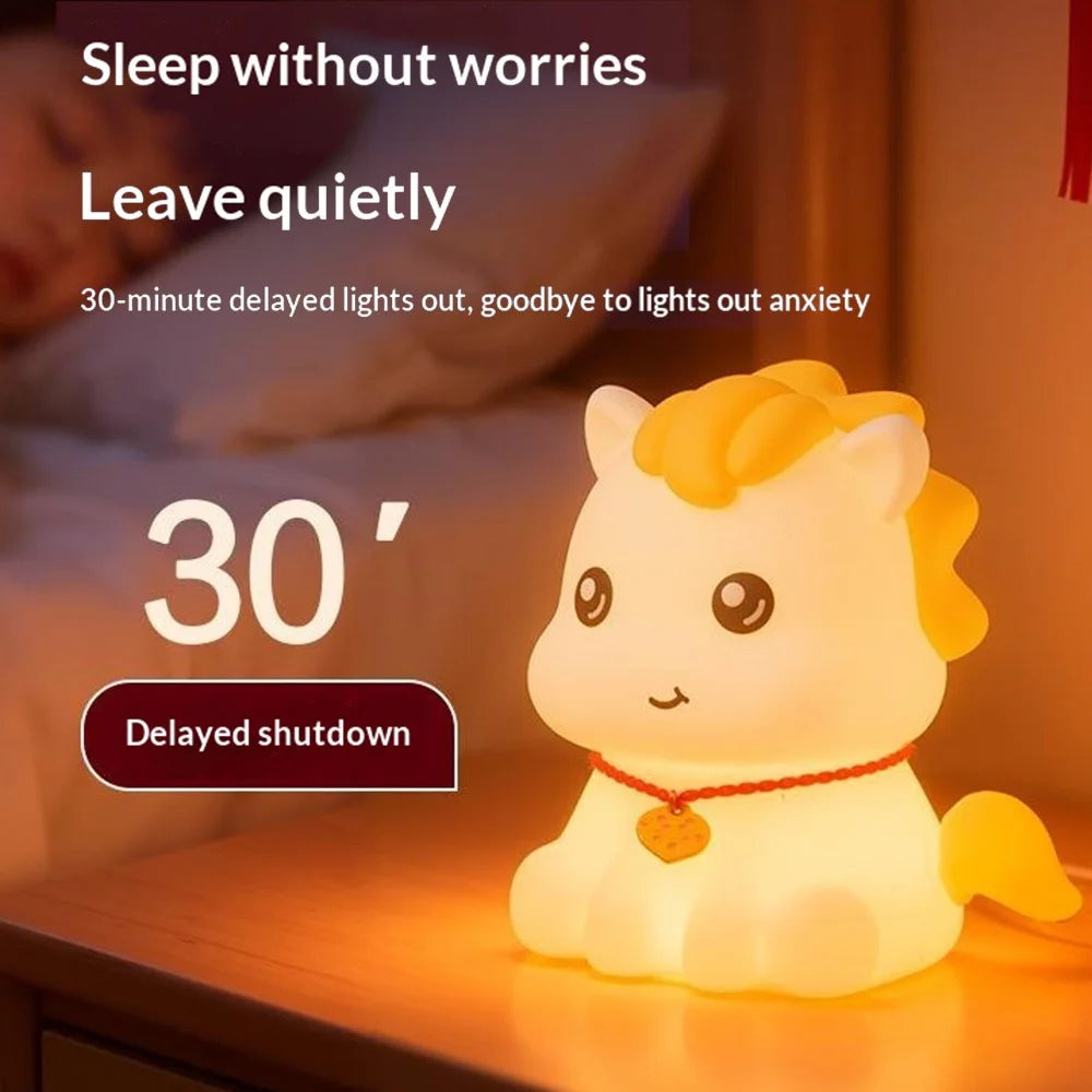 JXJA095 7 Color Mood Lamp Horse Shape APP Touch Control Silicone Bedside Night Light with Timer - 5
